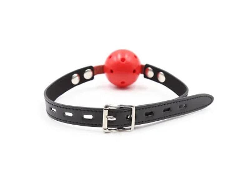 Morso BDSM Fetish Addict Ball Gag rosso traspirante regolabile lucchetto chiave - 3