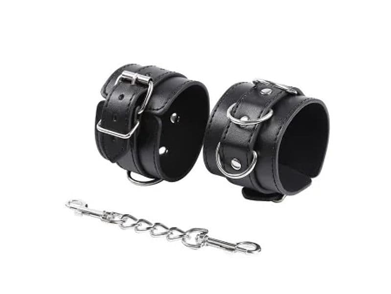 Manette BDSM LateToBed 3 D-ring nere regolabili catena removibile polsi unisex - 2