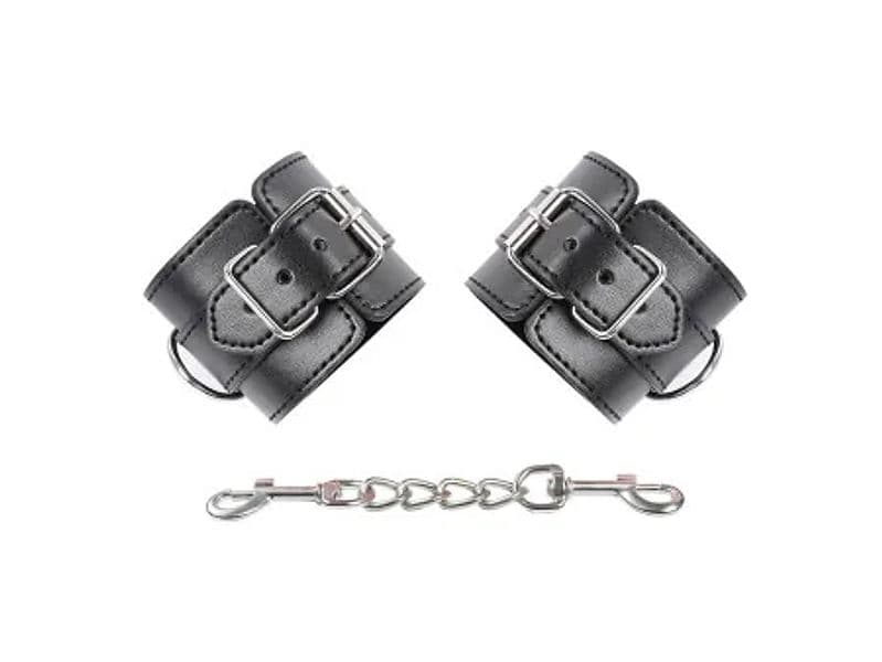 Manette BDSM LateToBed 3 D-ring nere regolabili catena removibile polsi unisex - 4
