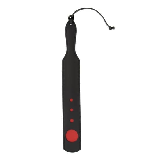 Paddle BDSM flessibile 40 cm similpelle nero rosso con laccetto da polso sex toy - 3