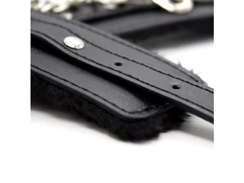 Cavigliere BDSM imbottite nere regolabili con catena removibile sex toy - 3