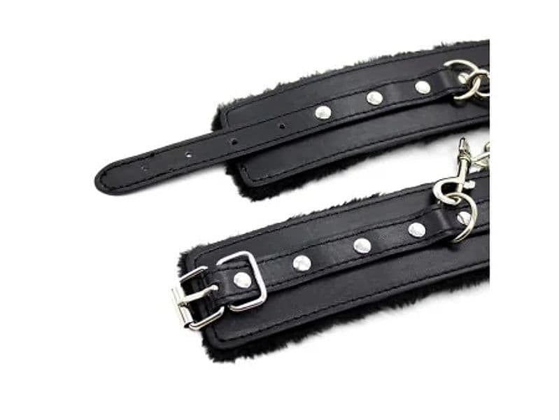 Cavigliere BDSM imbottite nere regolabili con catena removibile sex toy - 4