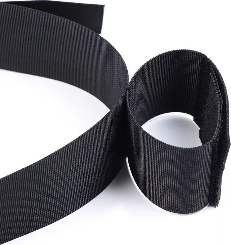 Fascia vita con polsiere BDSM regolabili nylon Velcro nero bondage fetish - 2