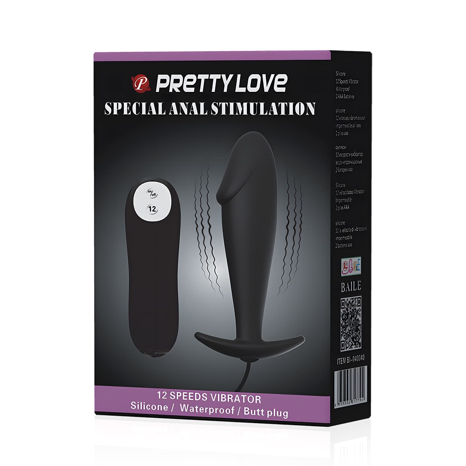 Plug anale vibrante Pretty Love 10 cm silicone waterproof 12 funzioni con telecomando - 8