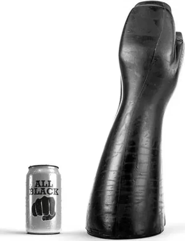 Plug anale XXL 39 cm mani congiunte PVC nero extreme base larga ALL BLACK AB59 - 2