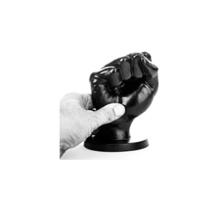 Plug anale fisting XXL 13,5 cm pugno 10,5 cm nero PVC base larga sex toy - 4