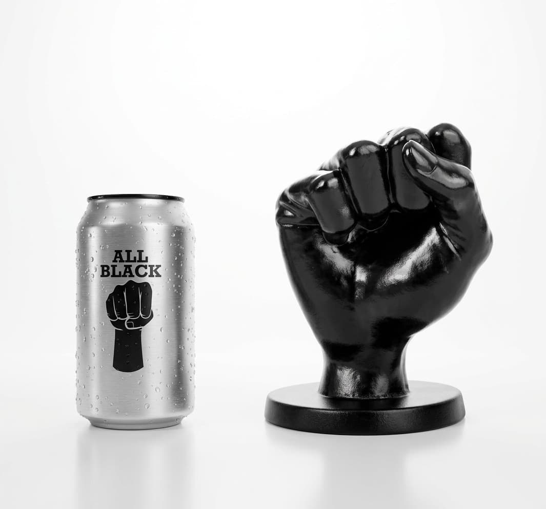 Plug anale fisting XXL 13,5 cm pugno 10,5 cm nero PVC base larga sex toy - 6