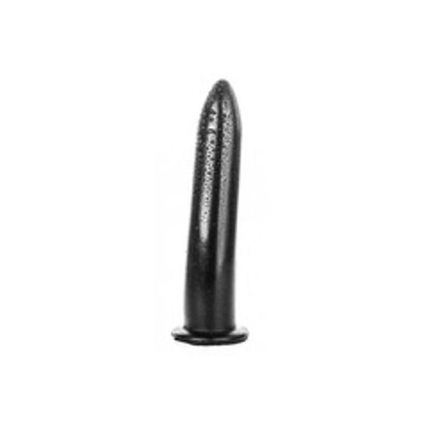 Dildo 19 cm Ø 3,7 cm nero liscio flessibile PVC base larga sex toy - 2