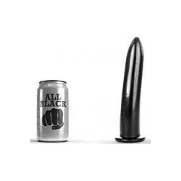 Dildo 19 cm Ø 3,7 cm nero liscio flessibile PVC base larga sex toy - 3