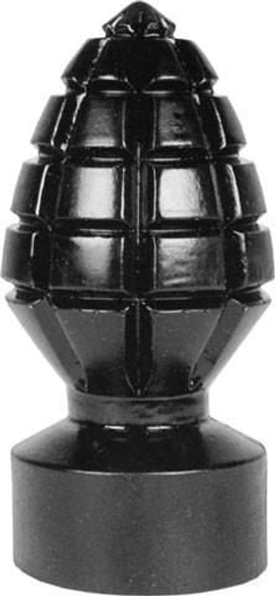 Plug anale 14 cm granata Ø 6,5 cm nero PVC texture base larga sex toy - 2