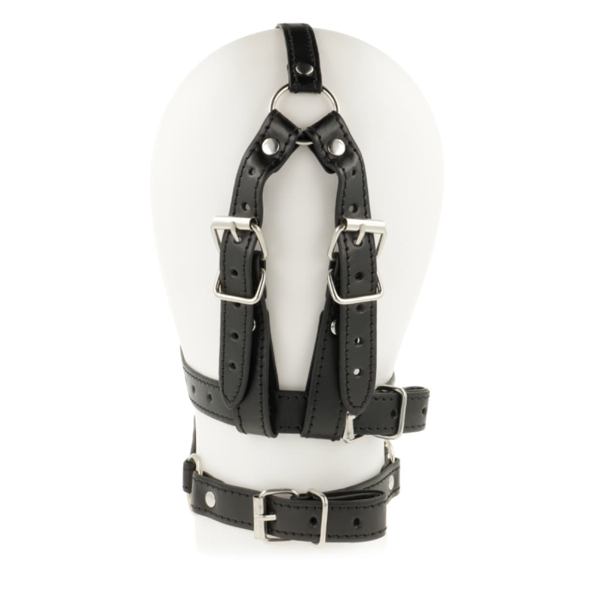 Gag BDSM OHMAMA harness testa museruola ball gag nero regolabile fetish - 4