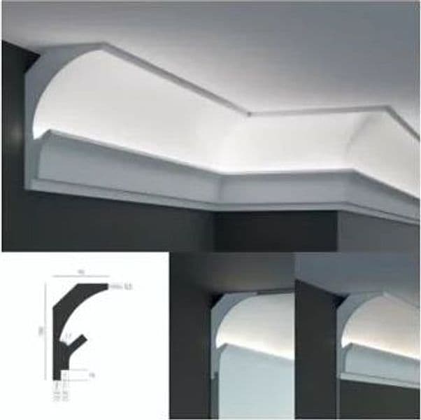 €15,00 a barra *** STOCK *** Pacco da 2 barre di cornice XPS  Con alloggio LED 150X90x1150 KD202 - 2