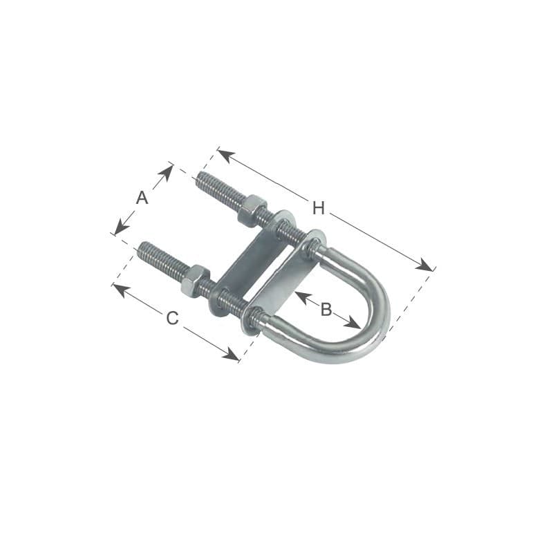 CAVALLOTTO INOX 316 Ø MM.10 110x50x12 lung. mm.110xlarg. mm. 50, Ø tondo mm.12 fil. m10 - 2
