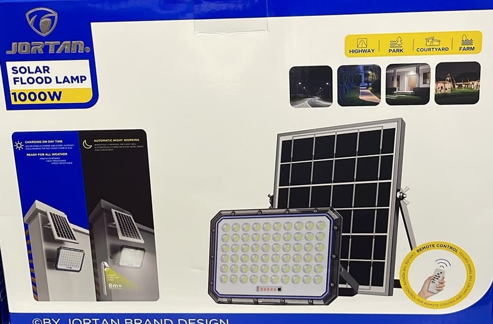 FARO PROIETTORE LED AD ENERGIA SOLARE IMPERMEABILE 1000W IP66 PER ESTERNI TELECOMANDO - 2