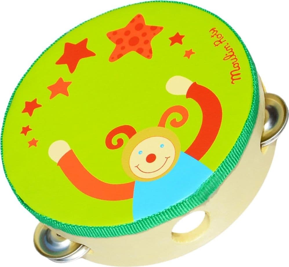 TAMBURO A MANO TAMBURELLO GIOCATTOLO MUSICALE IN LEGNO DECORATO PER BAMBINI 15CM 52274 - 3