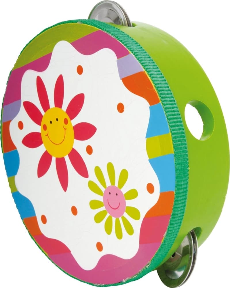 TAMBURO A MANO TAMBURELLO GIOCATTOLO MUSICALE IN LEGNO DECORATO PER BAMBINI 15CM 52274 - 6