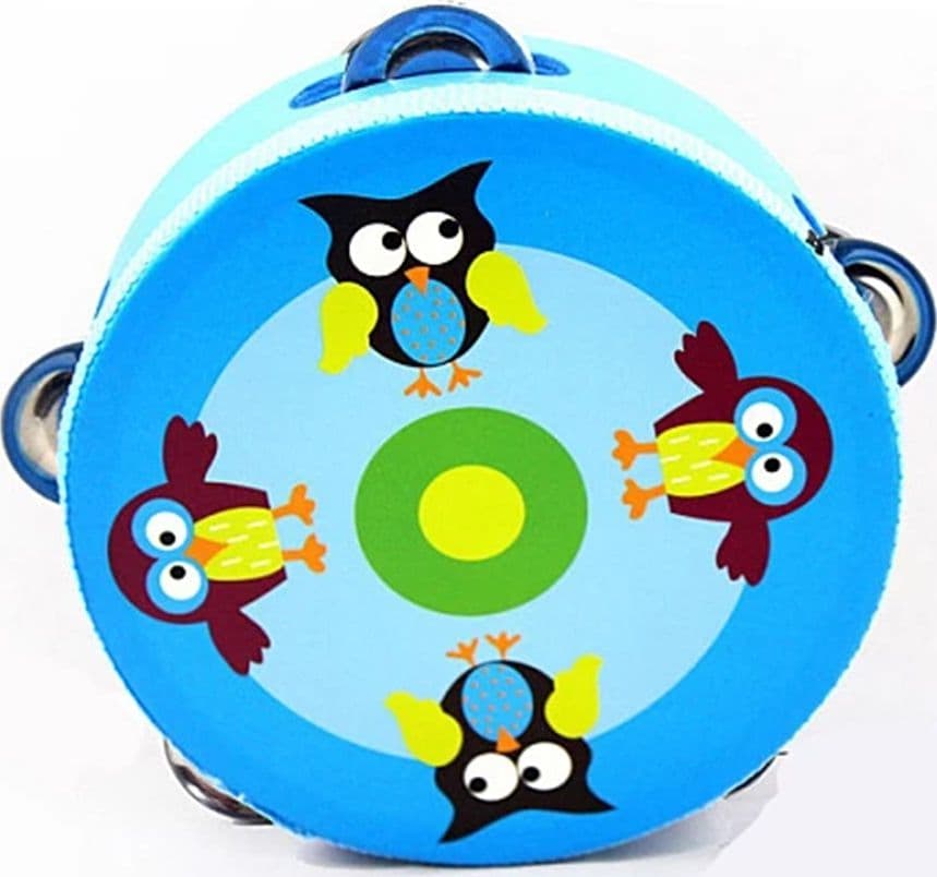 TAMBURO A MANO TAMBURELLO GIOCATTOLO MUSICALE IN LEGNO DECORATO PER BAMBINI 15CM 52274 - 7