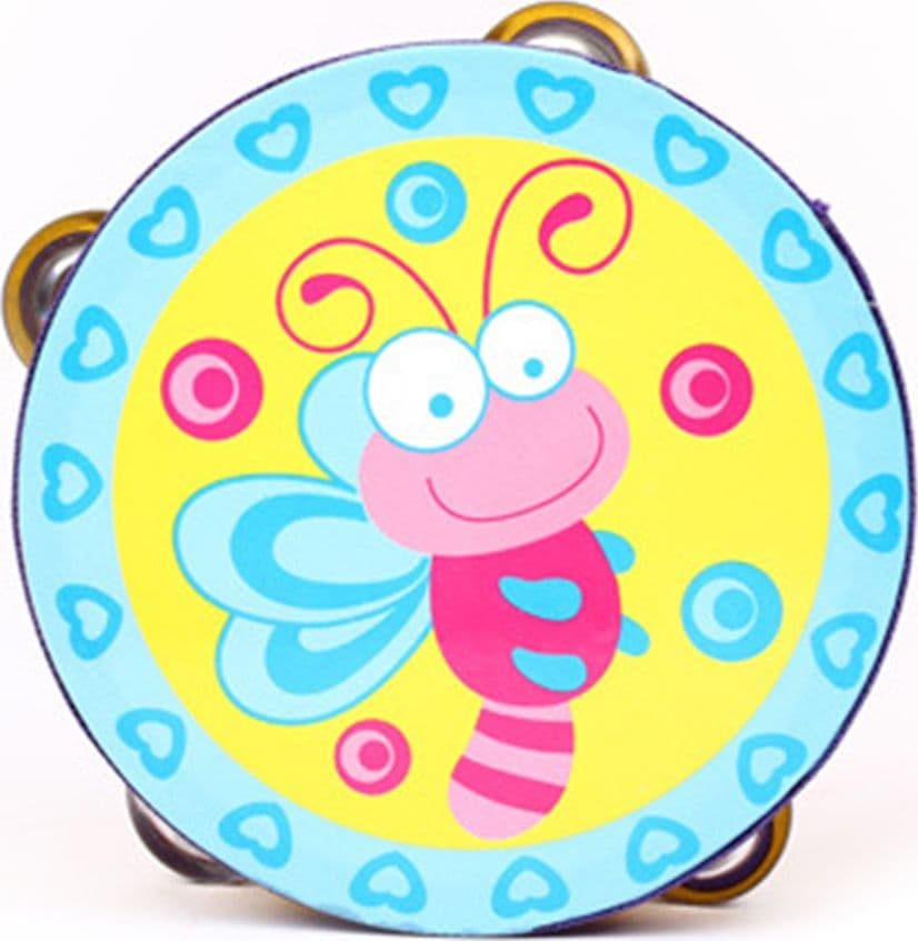 TAMBURO A MANO TAMBURELLO GIOCATTOLO MUSICALE IN LEGNO DECORATO PER BAMBINI 15CM 52274 - 9