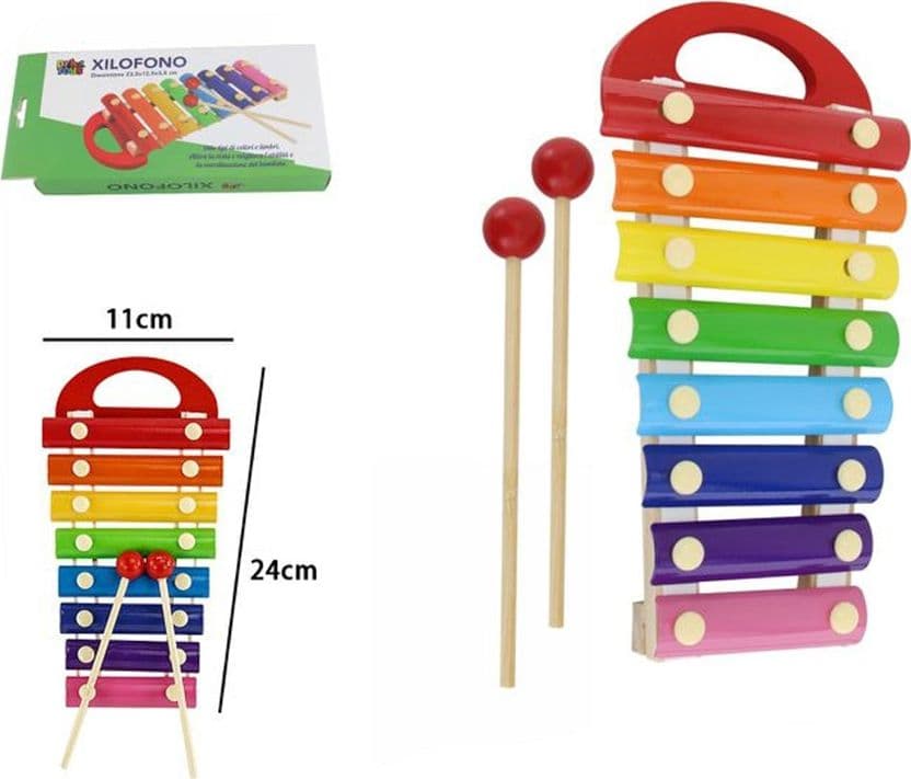 XILOFONO ARCOBALENO STRUMENTO A PERCUSSIONE GLOCKENSPIEL A 8 NOTE GIOCO PER BAMBINI 07523 - 2