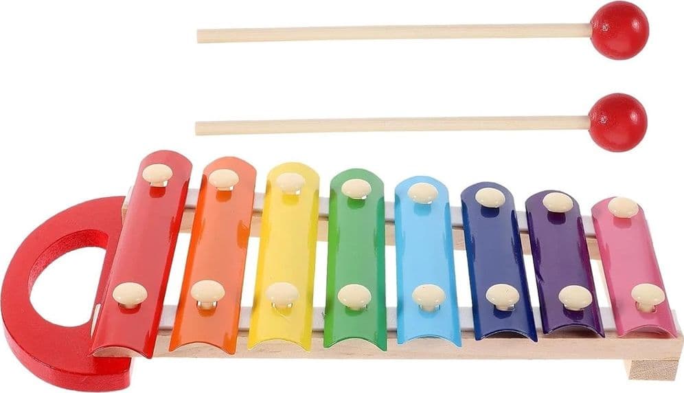 XILOFONO ARCOBALENO STRUMENTO A PERCUSSIONE GLOCKENSPIEL A 8 NOTE GIOCO PER BAMBINI 07523 - 3