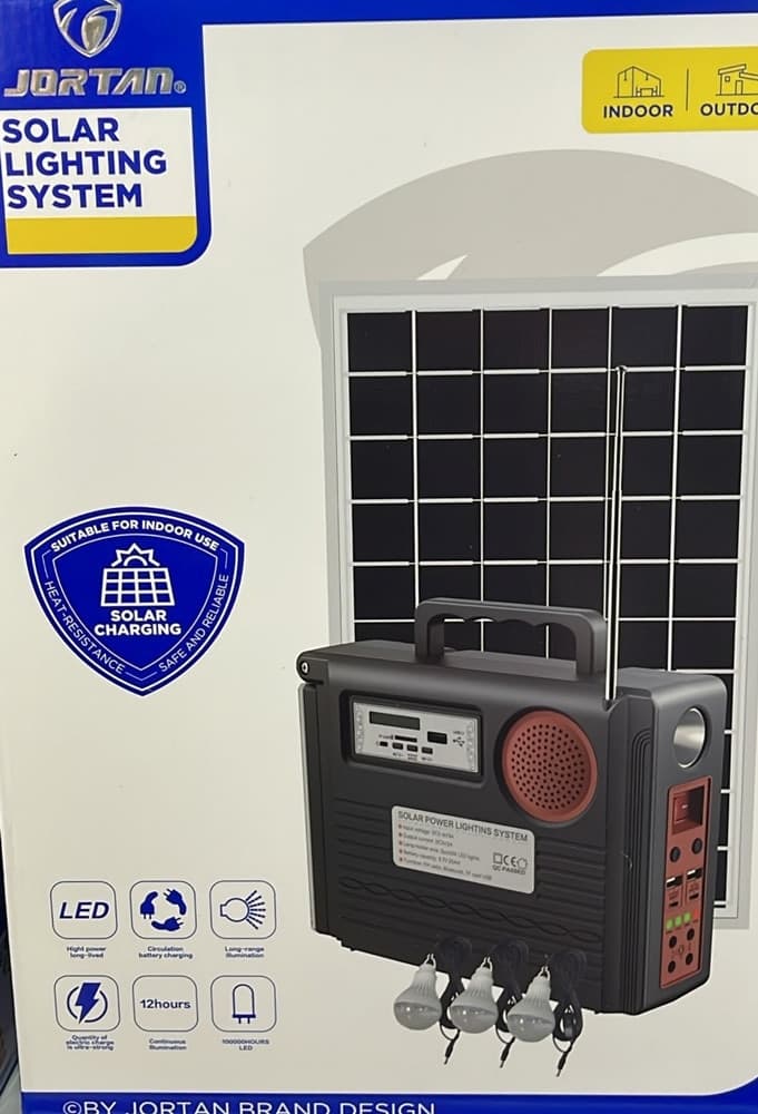 KIT SISTEMA ILLUMINAZIONE PANNELLO SOLARE 3 LAMPADINE ALTOPARLANTE RADIO USB BATTERIA - 2