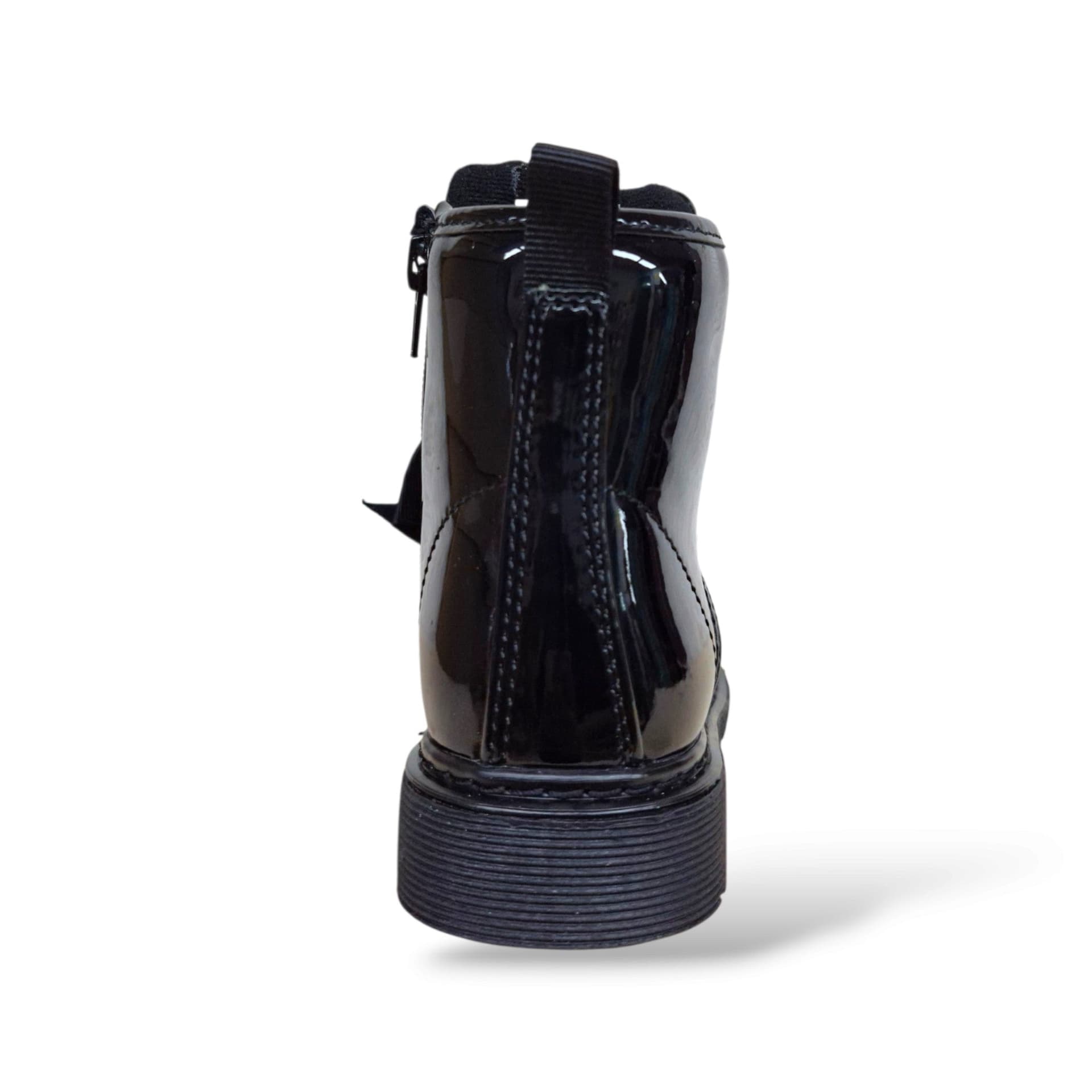 Melania MS65101 Anfibio Bambine Ragazze Nero Vernice | Lucido Fiocco Estraibile Romantico Laccio Zip Laterale Trendy Grintoso Rock Moda Autunno Inverno | Taglie 25-36 | Scarpetteria Gica - 3