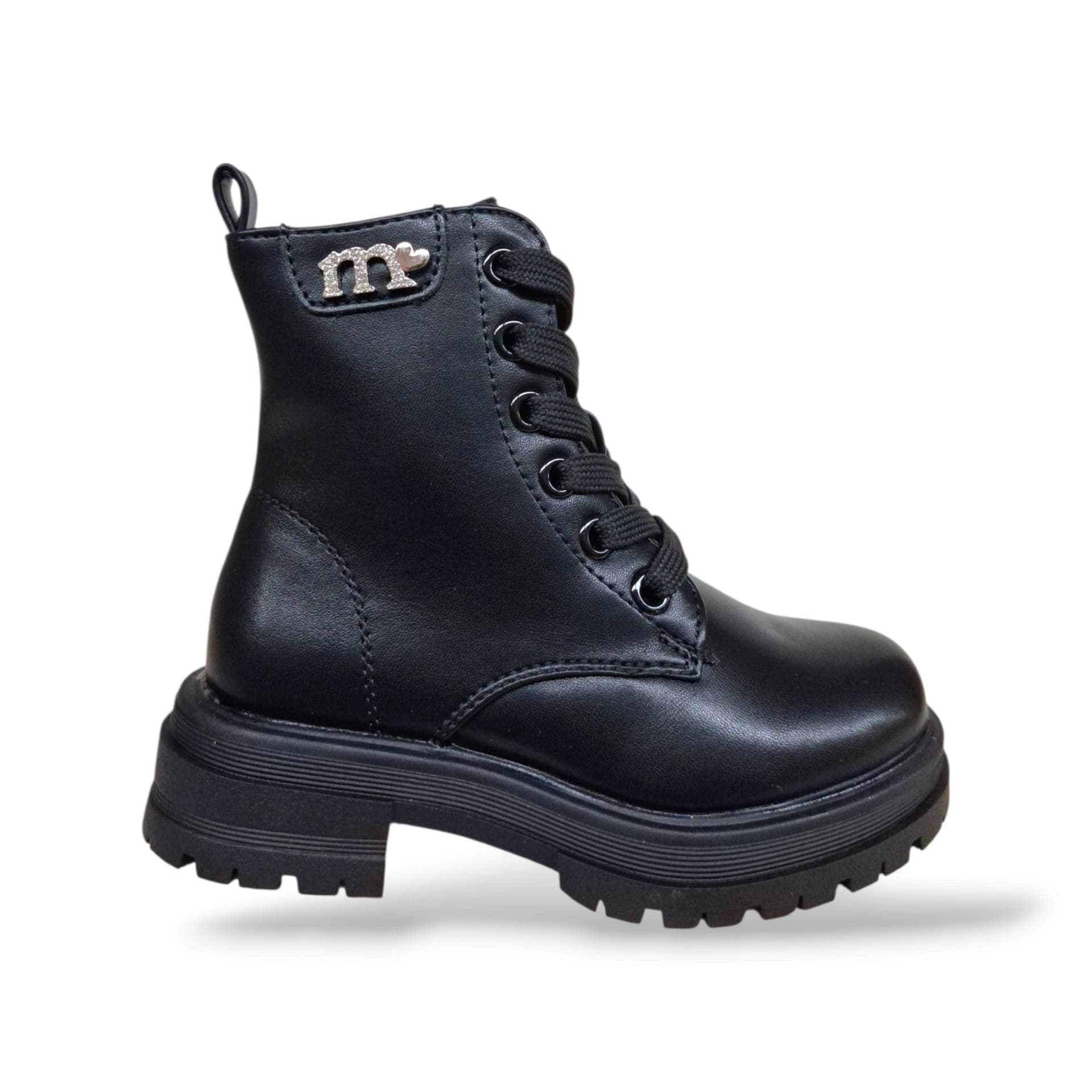 Melania MS65056 Anfibio Bambine Ragazze Nero Pelle | Zip Laterale in Pelle Nera Minimal Rock Autentico Grintoso Essenziale Contemporaneo Moda Autunno Inverno | Taglie 25-36 | Scarpetteria Gica
