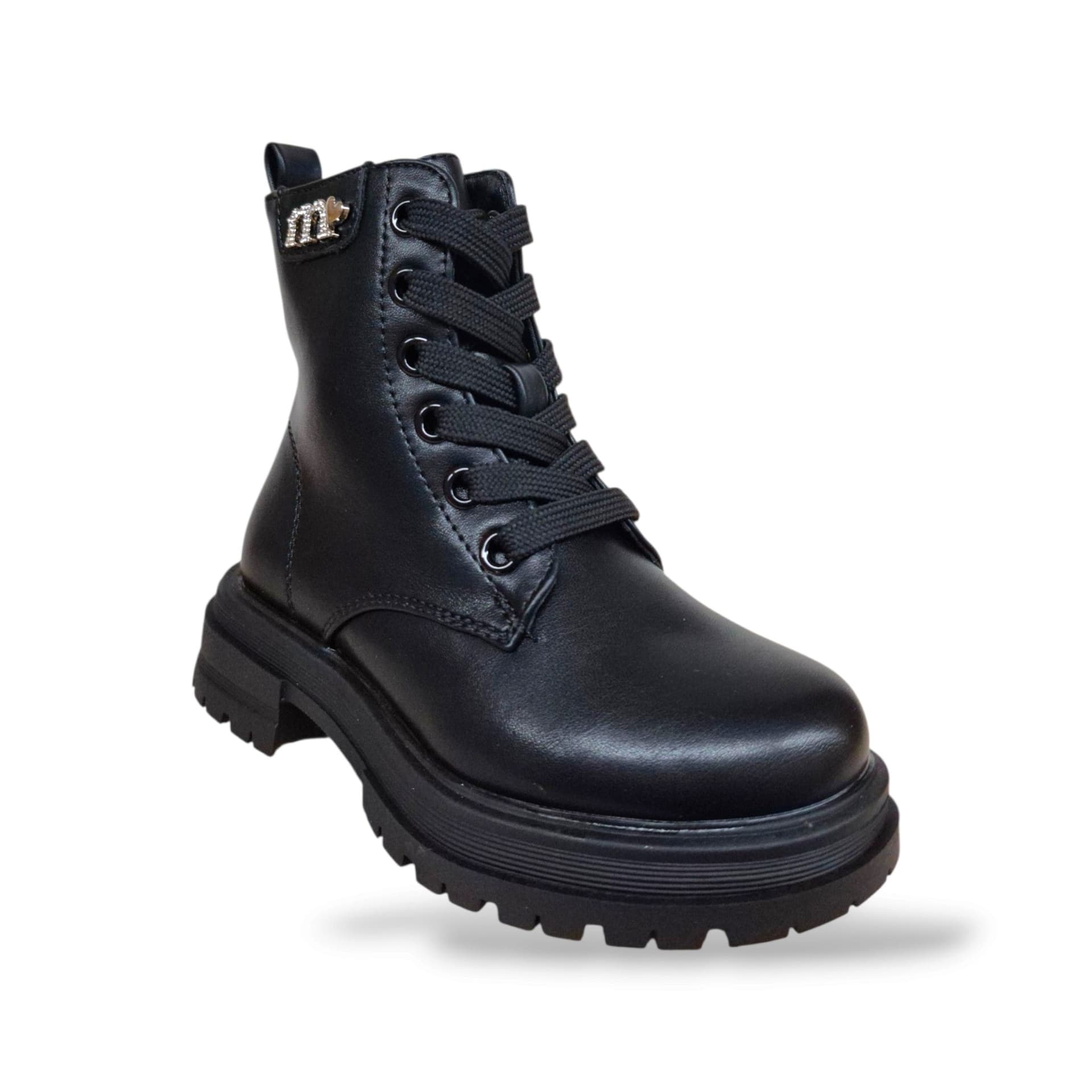 Melania MS65056 Anfibio Bambine Ragazze Nero Pelle | Zip Laterale in Pelle Nera Minimal Rock Autentico Grintoso Essenziale Contemporaneo Moda Autunno Inverno | Taglie 25-36 | Scarpetteria Gica - 2