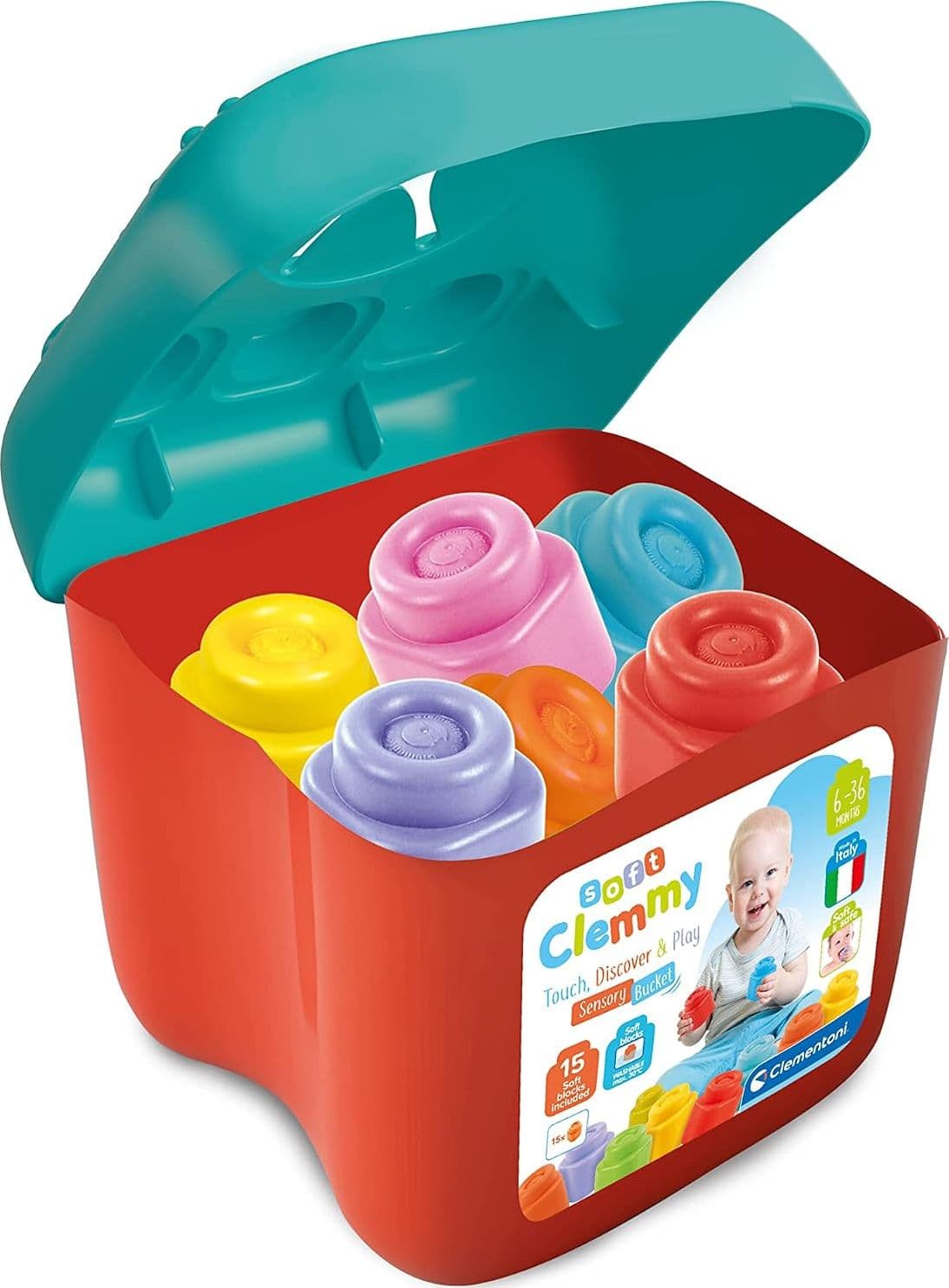 Clementoni Soft Clemmy - Secchiello Sensoriale con mattoncini 17807 - 2