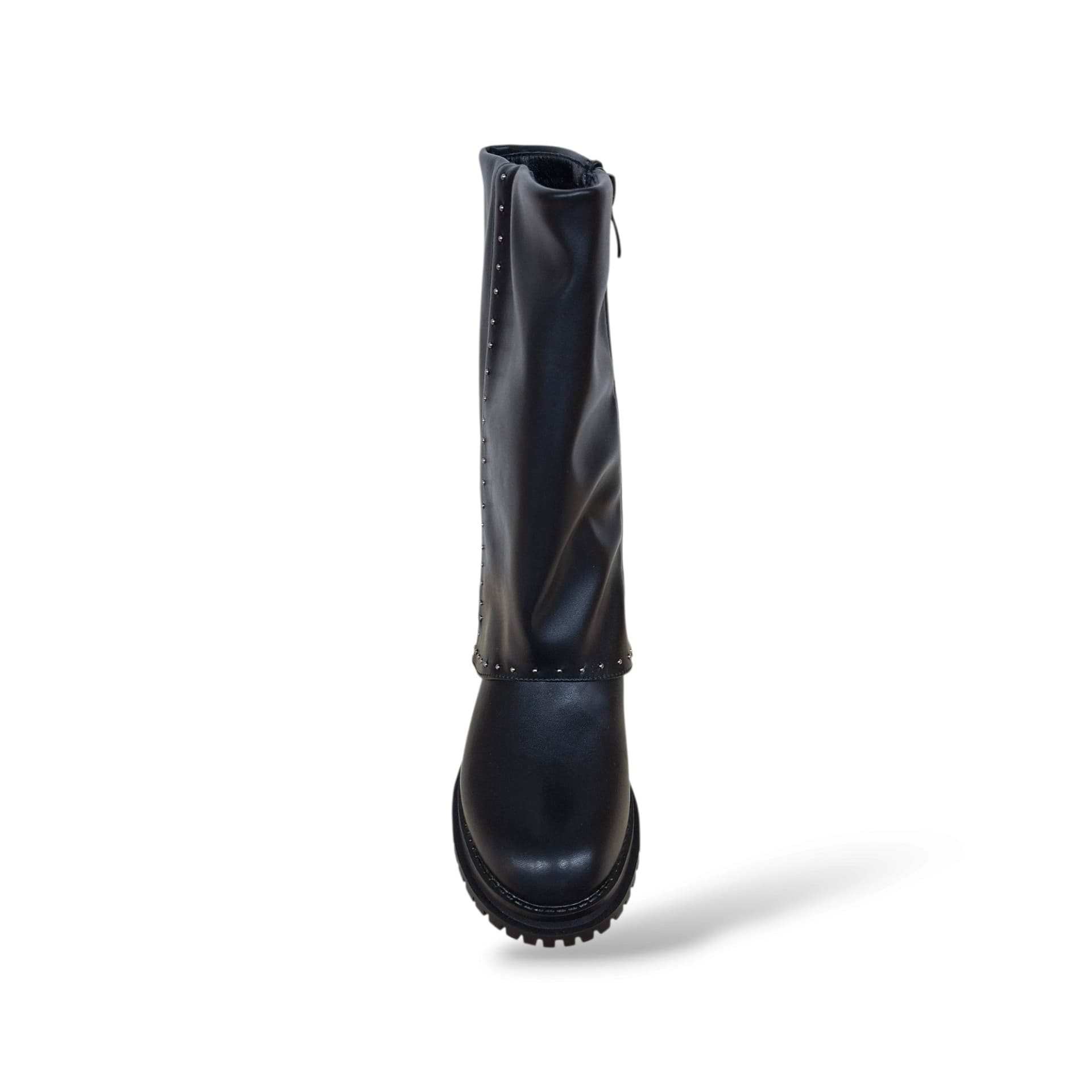 Melania MS65075 Stivali Bambine Ragazze Nero | Pelle Nera Borchie Rock Zip Laterale Alto Grintoso Potente Contemporaneo Moda Autunno Inverno Iconico | Taglie 31-36 | Scarpetteria Gica - 4