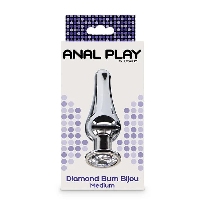 Plug anale medio alluminio argento base gioiello trasparente ToyJoy Diamond Bum Bijou Medium - 2