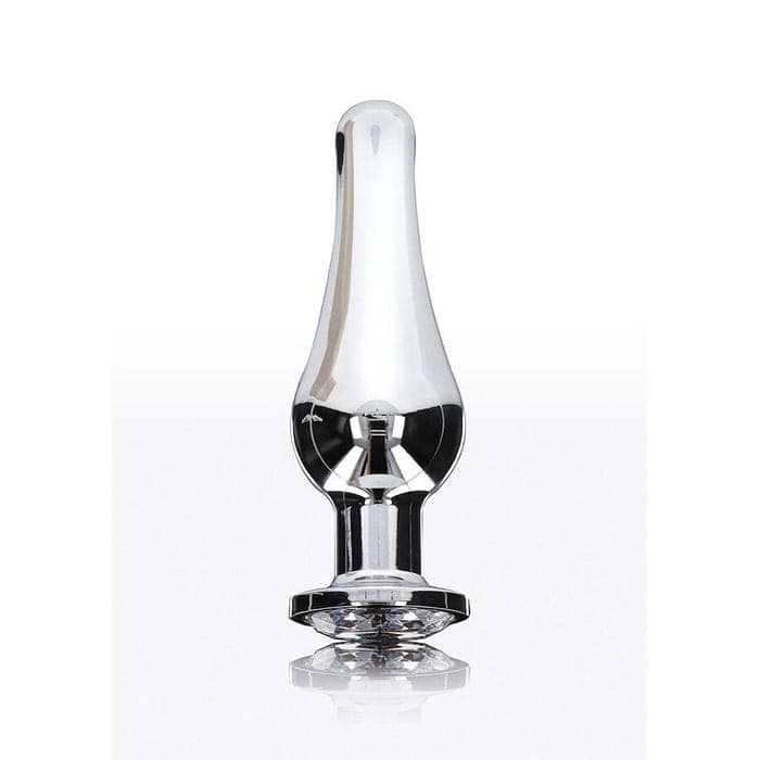 Plug anale medio alluminio argento base gioiello trasparente ToyJoy Diamond Bum Bijou Medium - 4