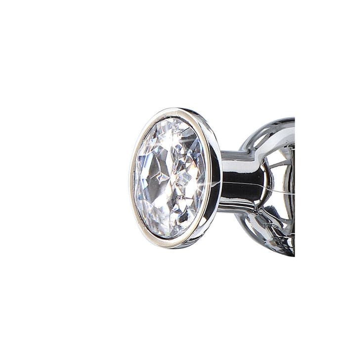 Plug anale medio alluminio argento base gioiello trasparente ToyJoy Diamond Bum Bijou Medium - 5