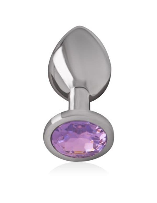 Plug anale grande alluminio base gioiello viola sex toy metallo 9 cm Intense Large - 2