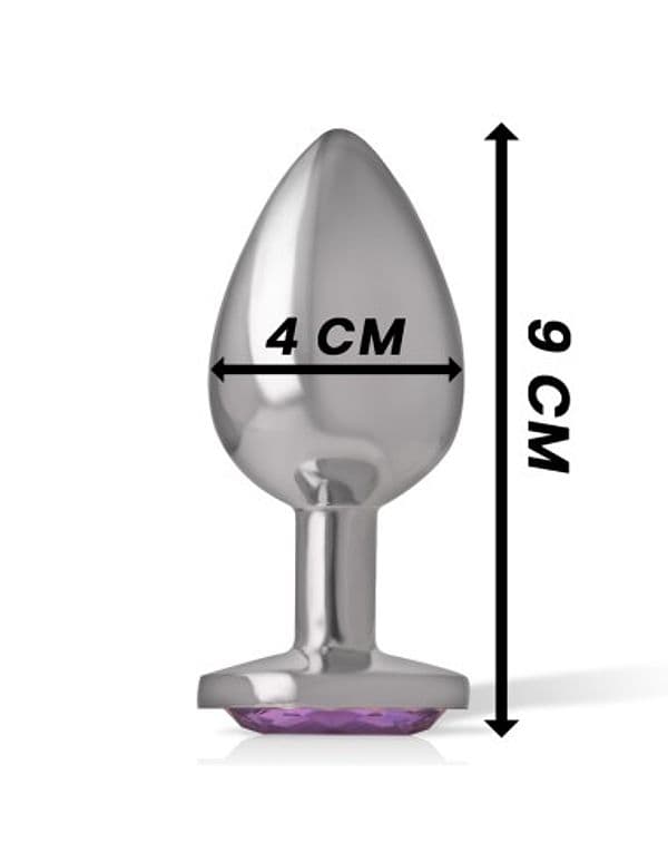 Plug anale grande alluminio base gioiello viola sex toy metallo 9 cm Intense Large - 4