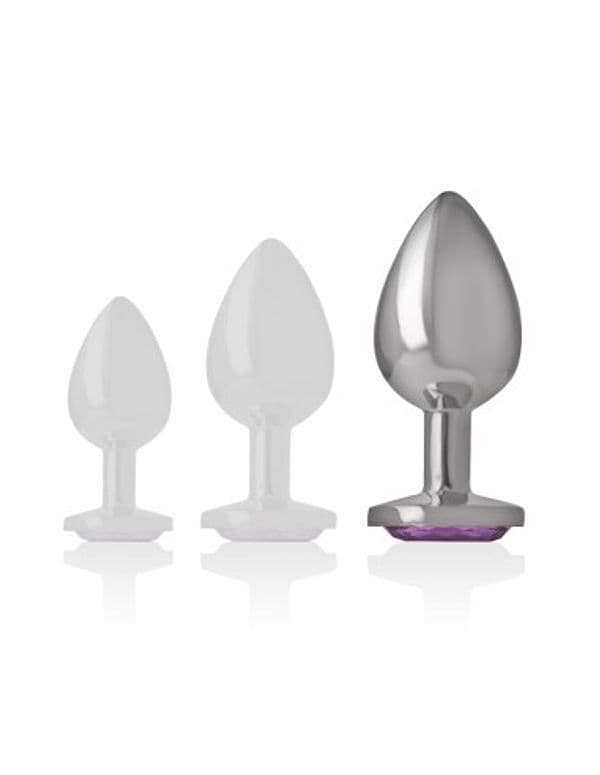 Plug anale grande alluminio base gioiello viola sex toy metallo 9 cm Intense Large - 5