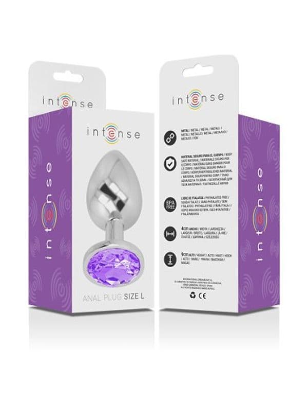 Plug anale grande alluminio base gioiello viola sex toy metallo 9 cm Intense Large - 6