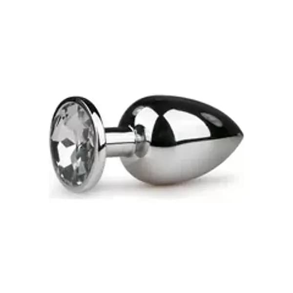 Plug anale piccolo metallo argento base cristallo sex toy liscio waterproof - 2