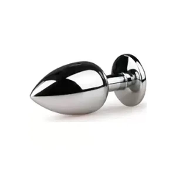 Plug anale piccolo metallo argento base cristallo sex toy liscio waterproof - 3