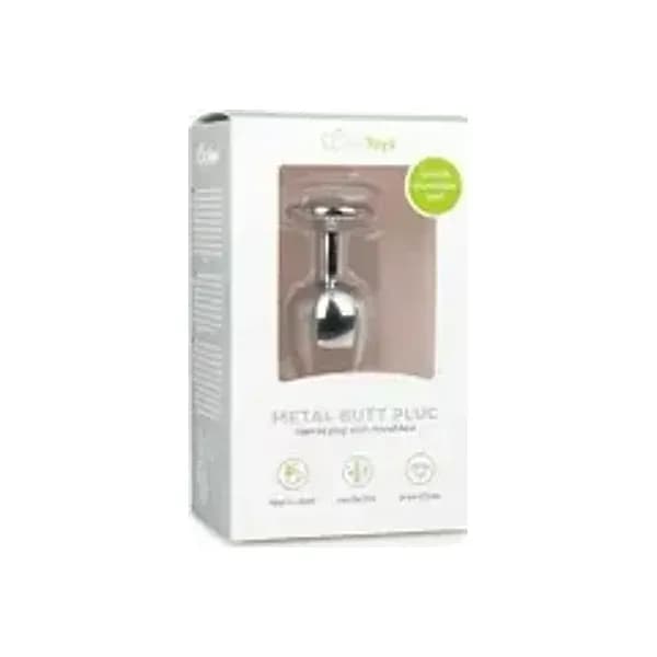 Plug anale piccolo metallo argento base cristallo sex toy liscio waterproof - 5