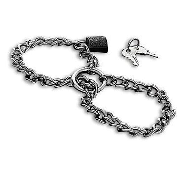 Manette BDSM catena acciaio inox regolabili polsi caviglie bondage fetish - 3
