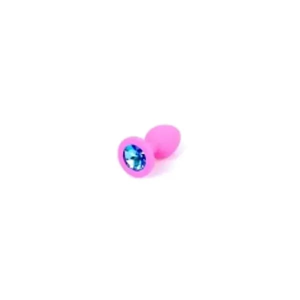 Plug anale piccolo silicone base gioiello azzurro sex toy 7 cm - 2