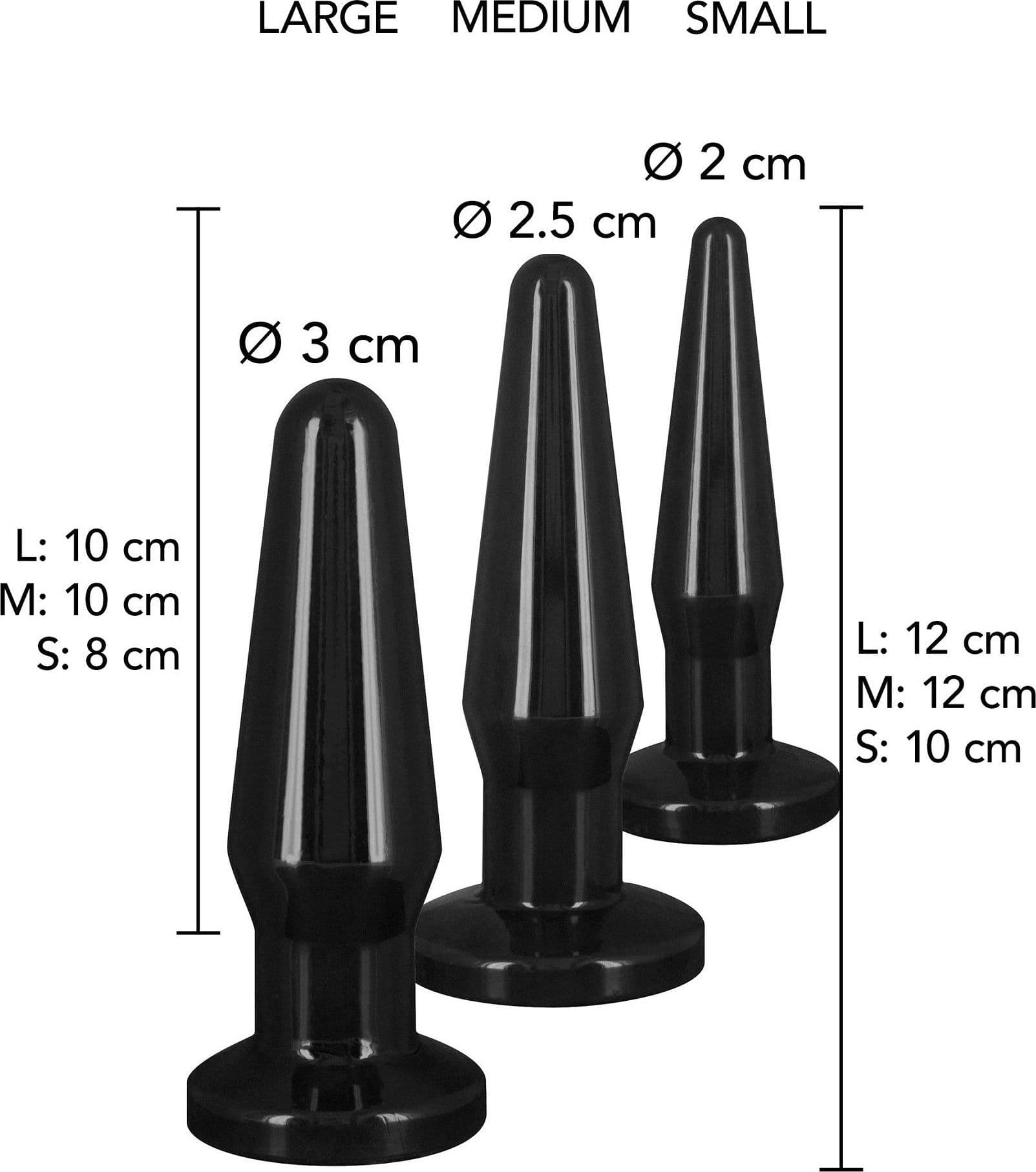 Set 3 plug anali Best Butt Buddies S M L nero sex toy ToyJoy Anal Play - 3