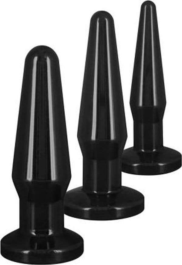 Set 3 plug anali Best Butt Buddies S M L nero sex toy ToyJoy Anal Play - 4