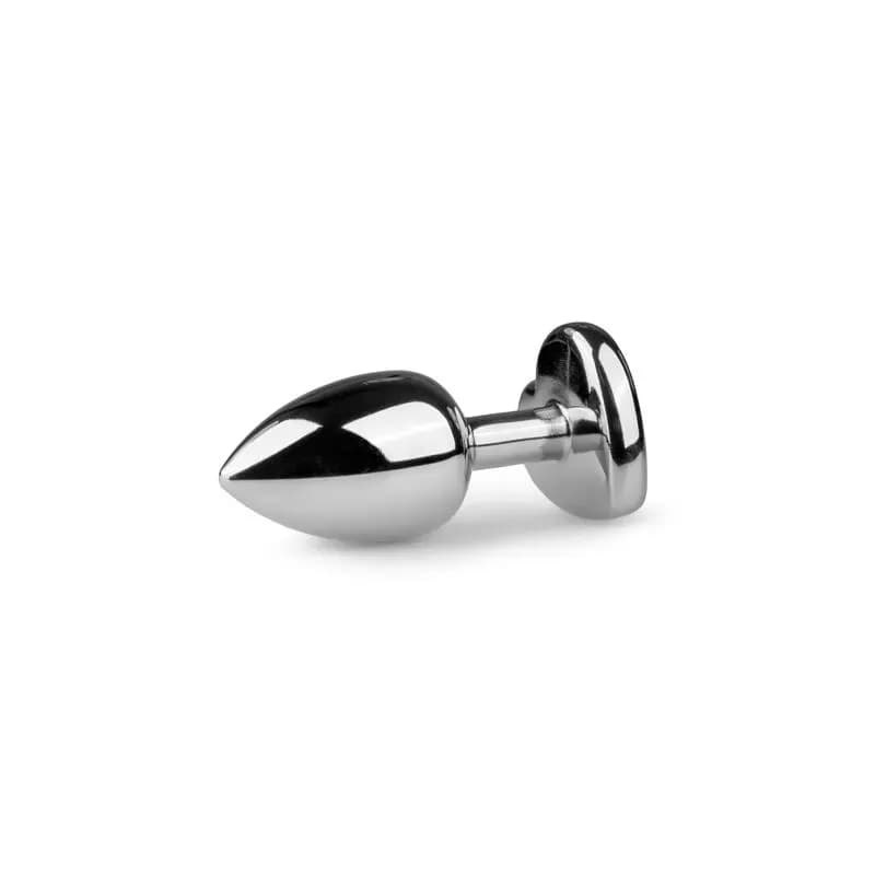 Plug anale in metallo con cuore cristallo trasparente sex toy compatto EasyToys Metal Butt Plug No. 2 - 3