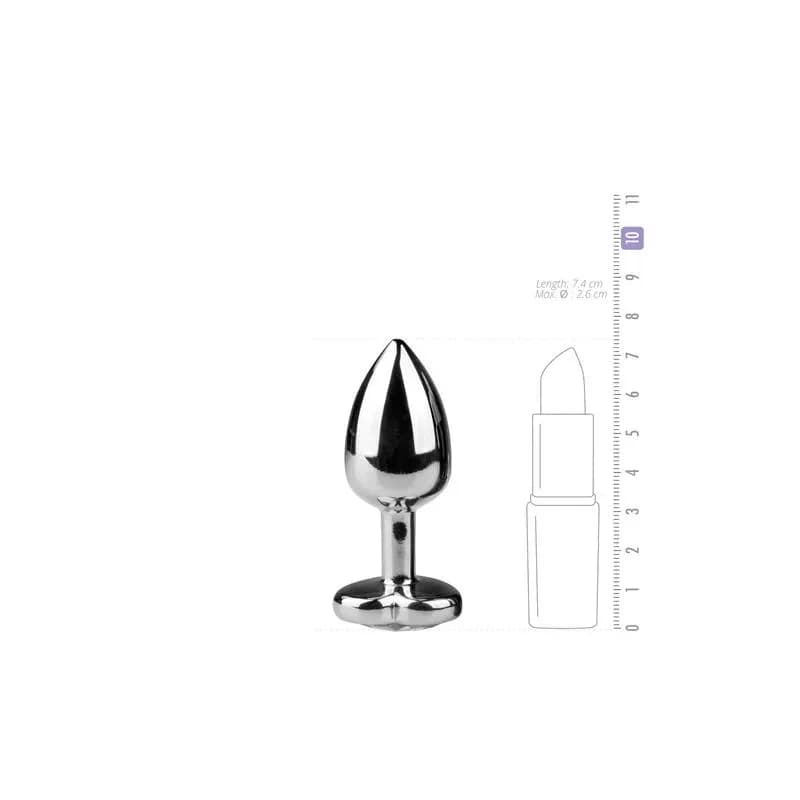 Plug anale in metallo con cuore cristallo trasparente sex toy compatto EasyToys Metal Butt Plug No. 2 - 4