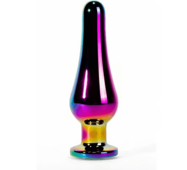 Plug anale X-men iridescente metallo Rainbow gemma base larga Small 9,4 cm sex toy - 2