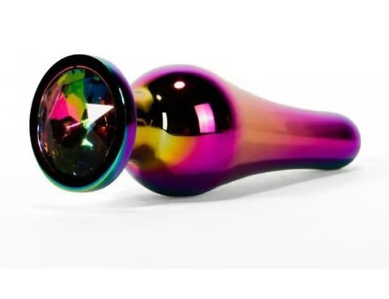 Plug anale X-men iridescente metallo Rainbow gemma base larga Small 9,4 cm sex toy - 3