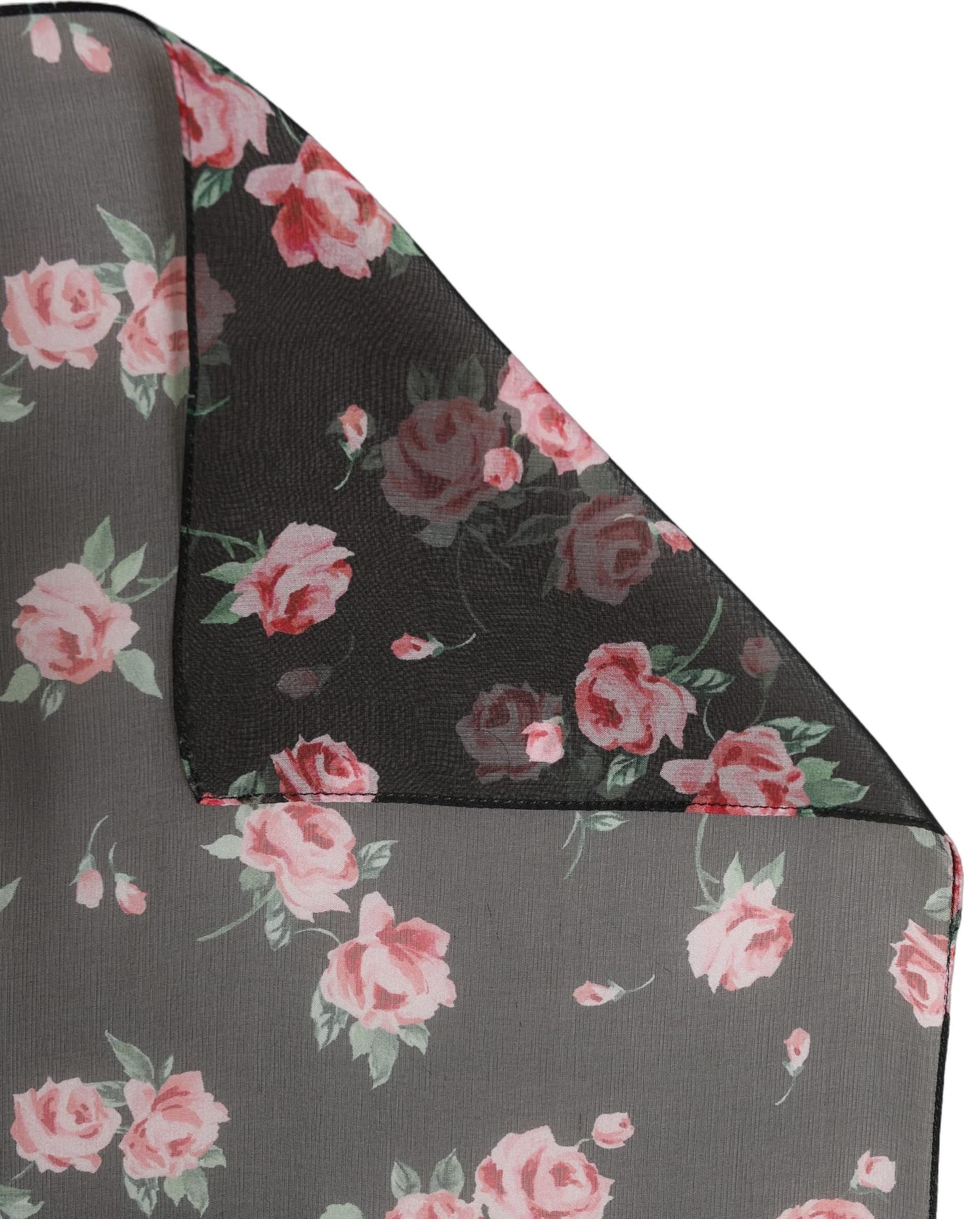 Dolce & Gabbana Black Silk Floral Chiffon Long Stole Scarf - 2