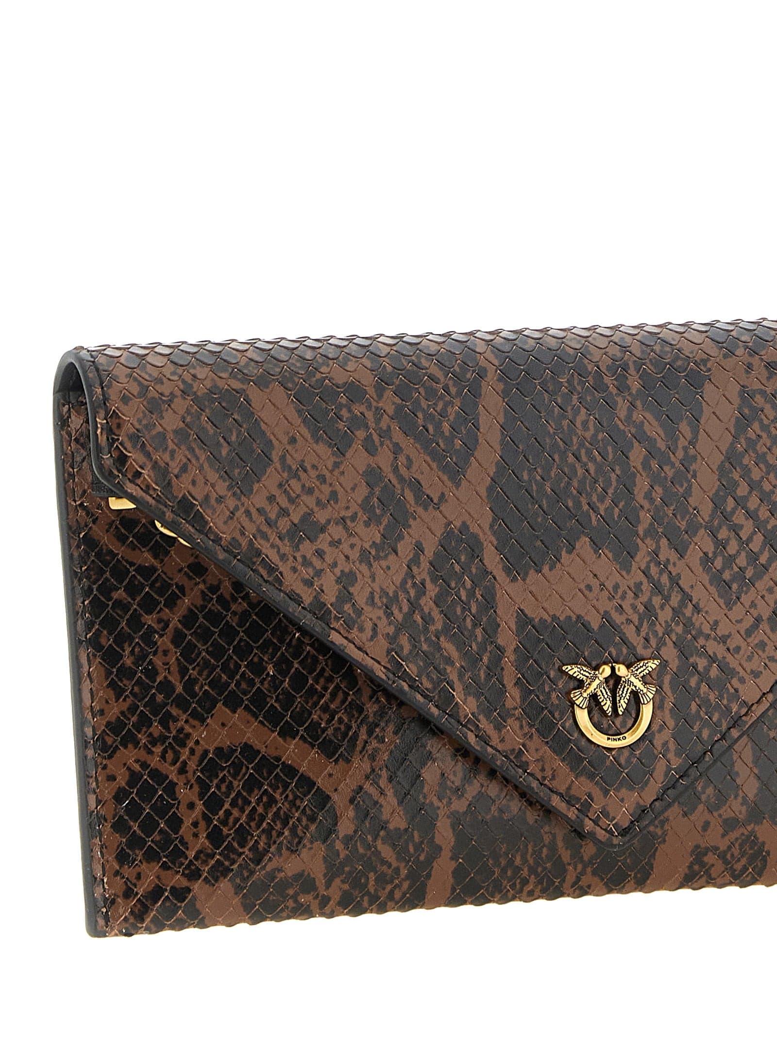 PINKO Brown Calfskin Clutch Bag - 3